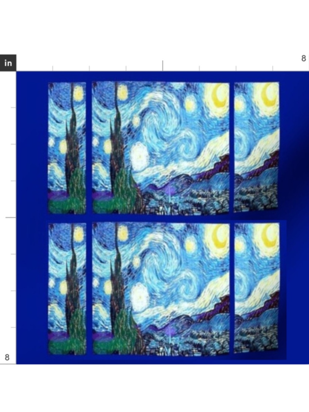 Van Gogh- Starry Night Collage-Fabric Swatch on Fat Quarter